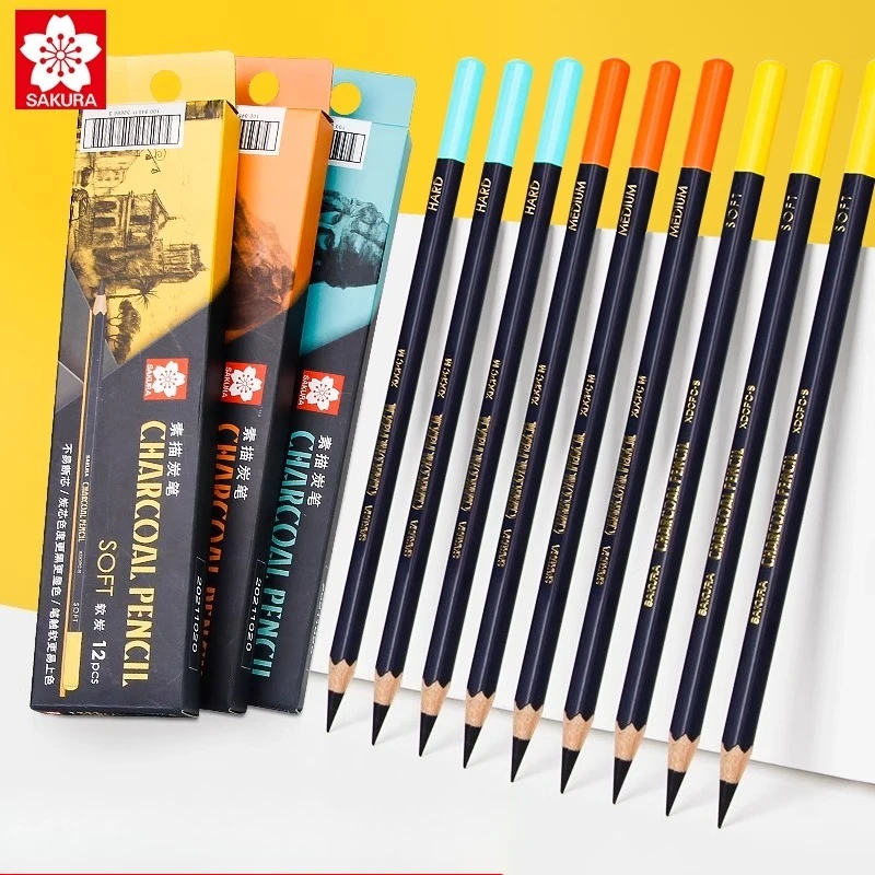 Sketching Charcoal Set - Sakura lápis de carvão para esboçar,