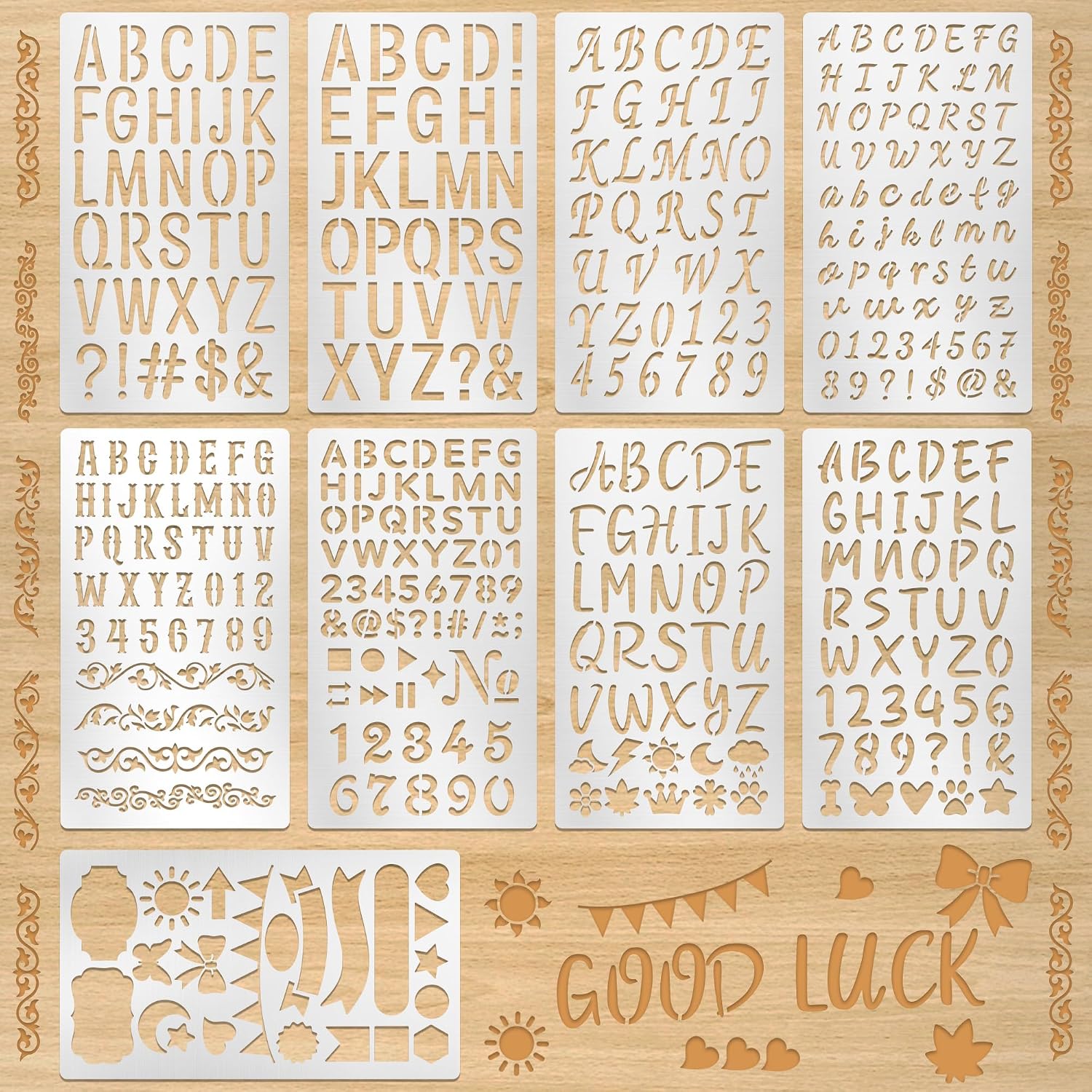 Letter S Art Craft - Conjunto de 9 Estênceis de Letras