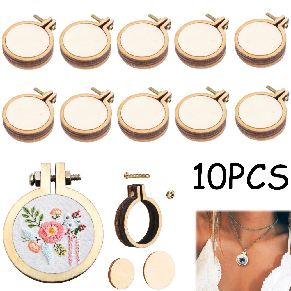 Embroidery Hoop Kit - 10 pçs/set de madeira mini bordado