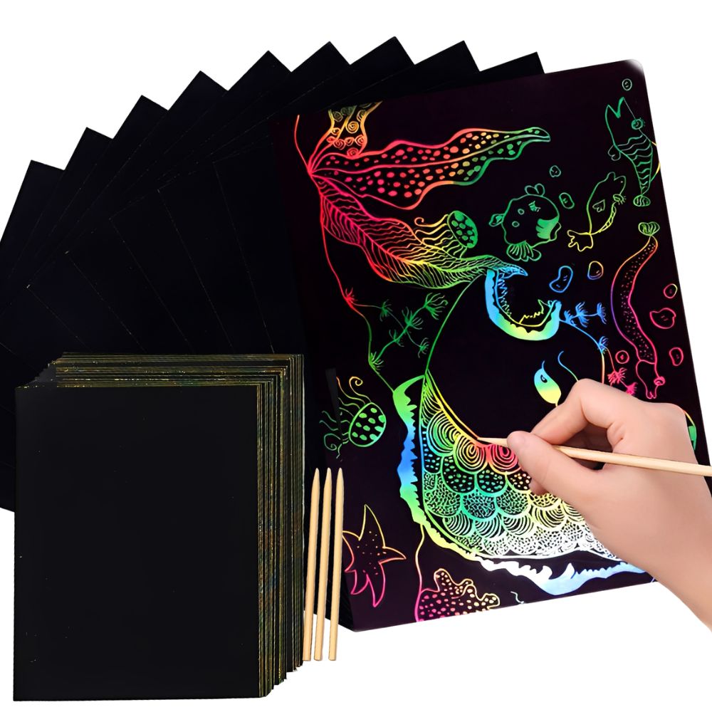 Art Craft Rainbow - 20 folhas de papel de raspar