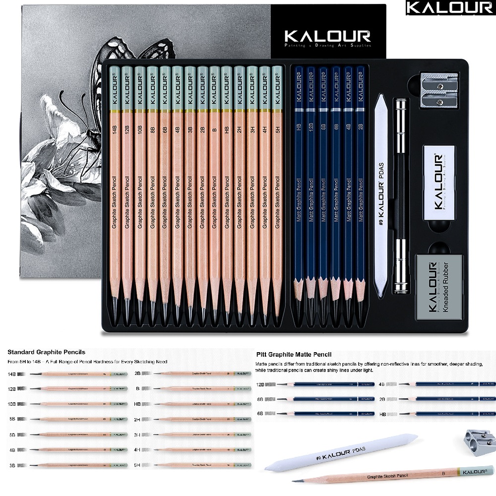 Sketching Charcoal Set - Conjunto de Ferramentas de Desenho KALOUR