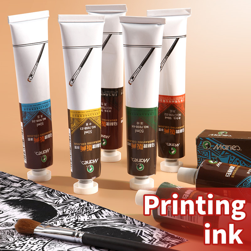 Lino Printing Block - Marie's 6 cores 50ml/1.69 oz tintas