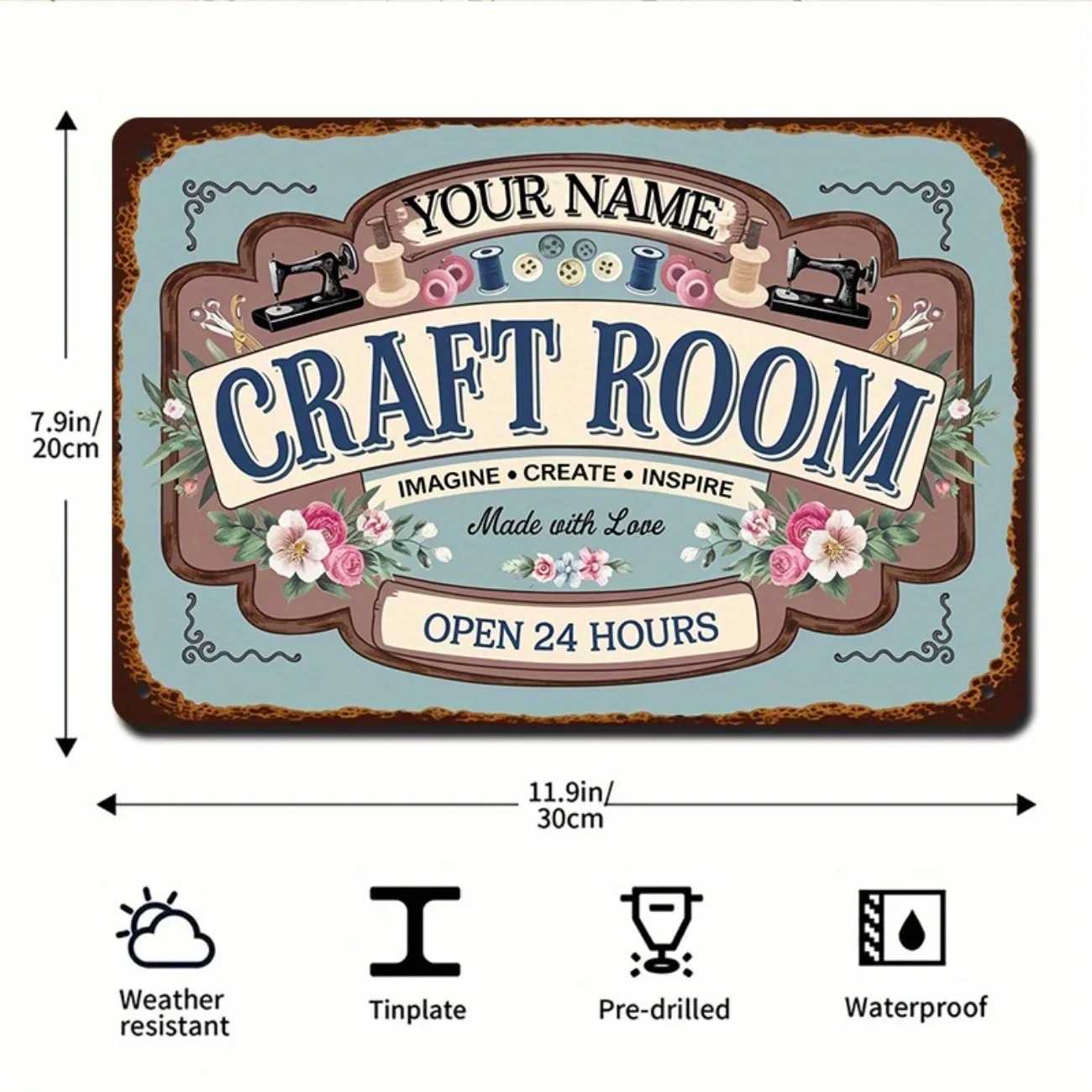 Art Craft Room - Placa de Metal Personalizada para Sala
