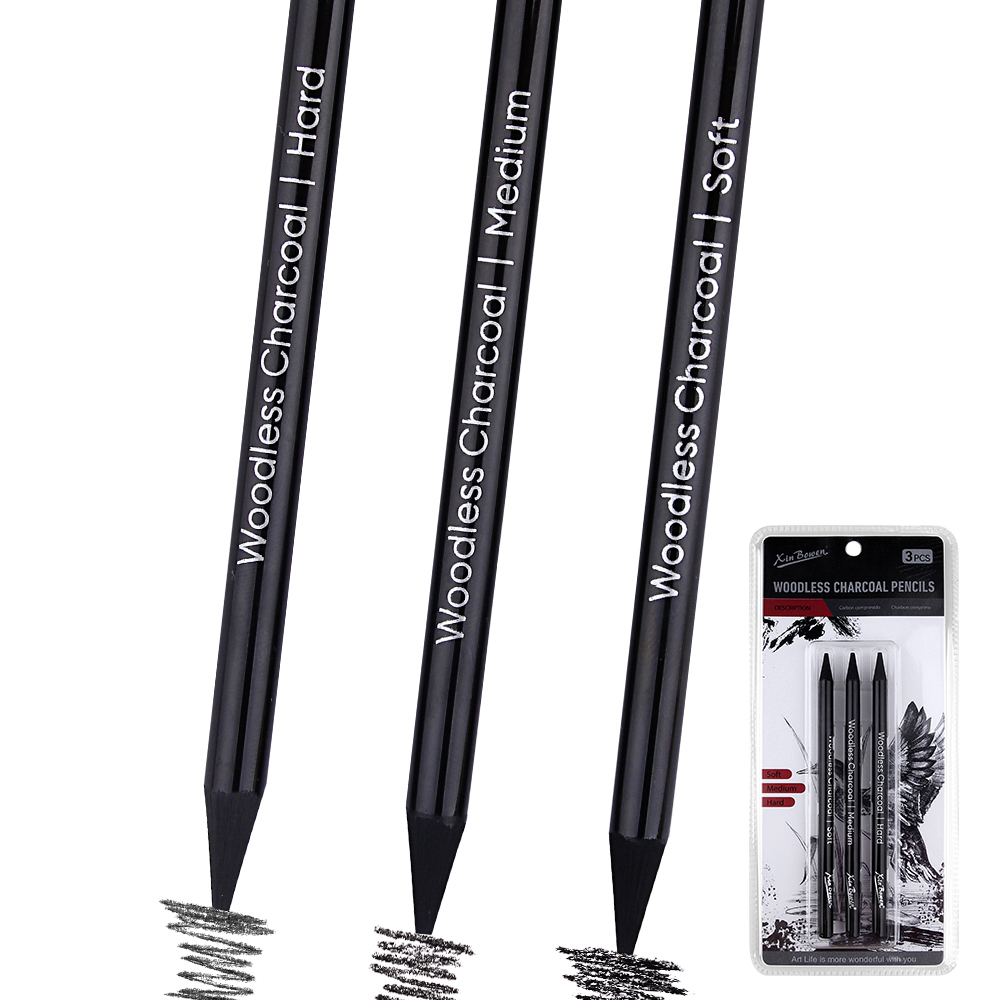 Sketching Charcoal Set - Conjunto de lápis grafite sem madeira,