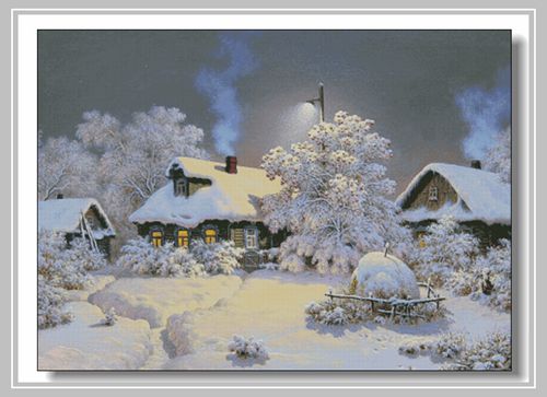 Art Craft Village - Vila de inverno bordado cabine nevada