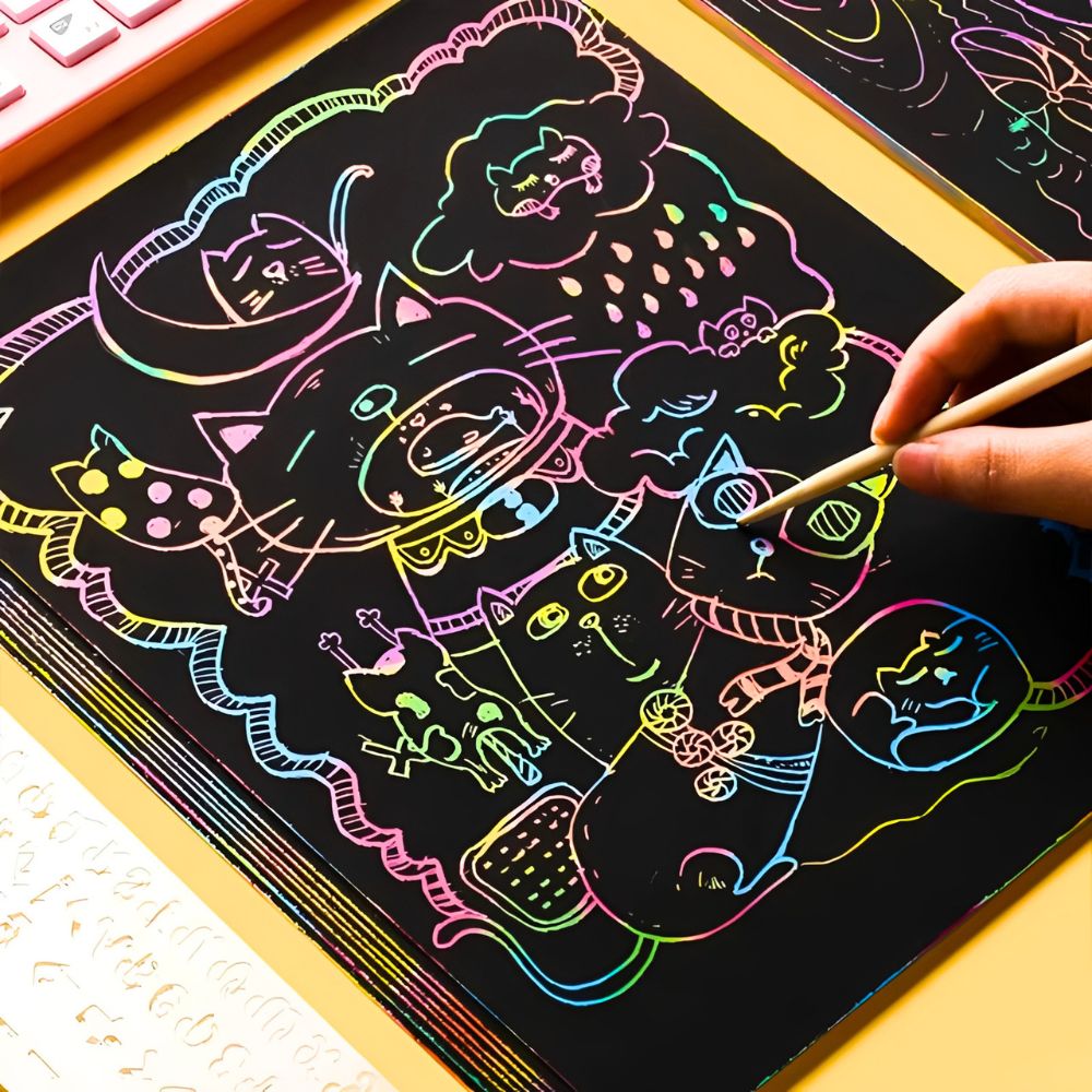 20 folhas de papel de raspar a - Art Craft Rainbow avaliação e preço