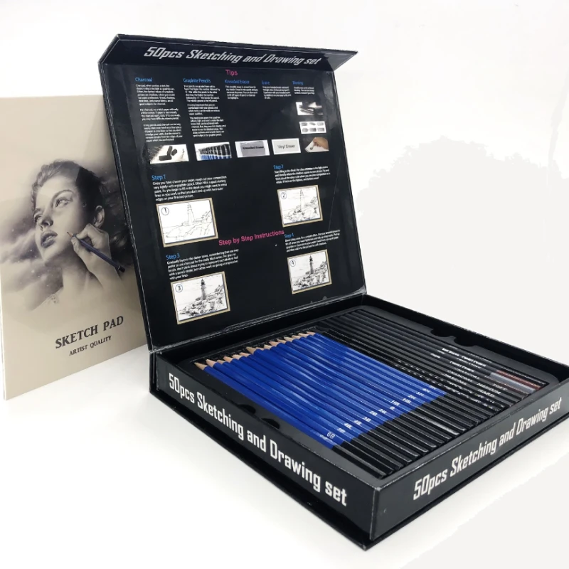 50 pçs conjunto de lápis de es - Sketching Charcoal Set avaliação e preço
