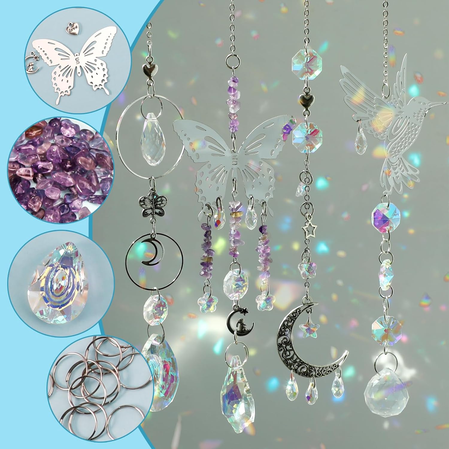Diy 400 pçs suncatchers fazend - Art Craft Rainbow avaliação e preço